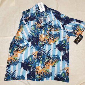 Men's Blue Oasis Tiki Hawaiian Rockabilly NWT